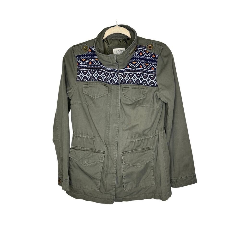 LA Hearts PacSun Military Utility Jacket M Green Aztec Lined Cargo Camp Coat